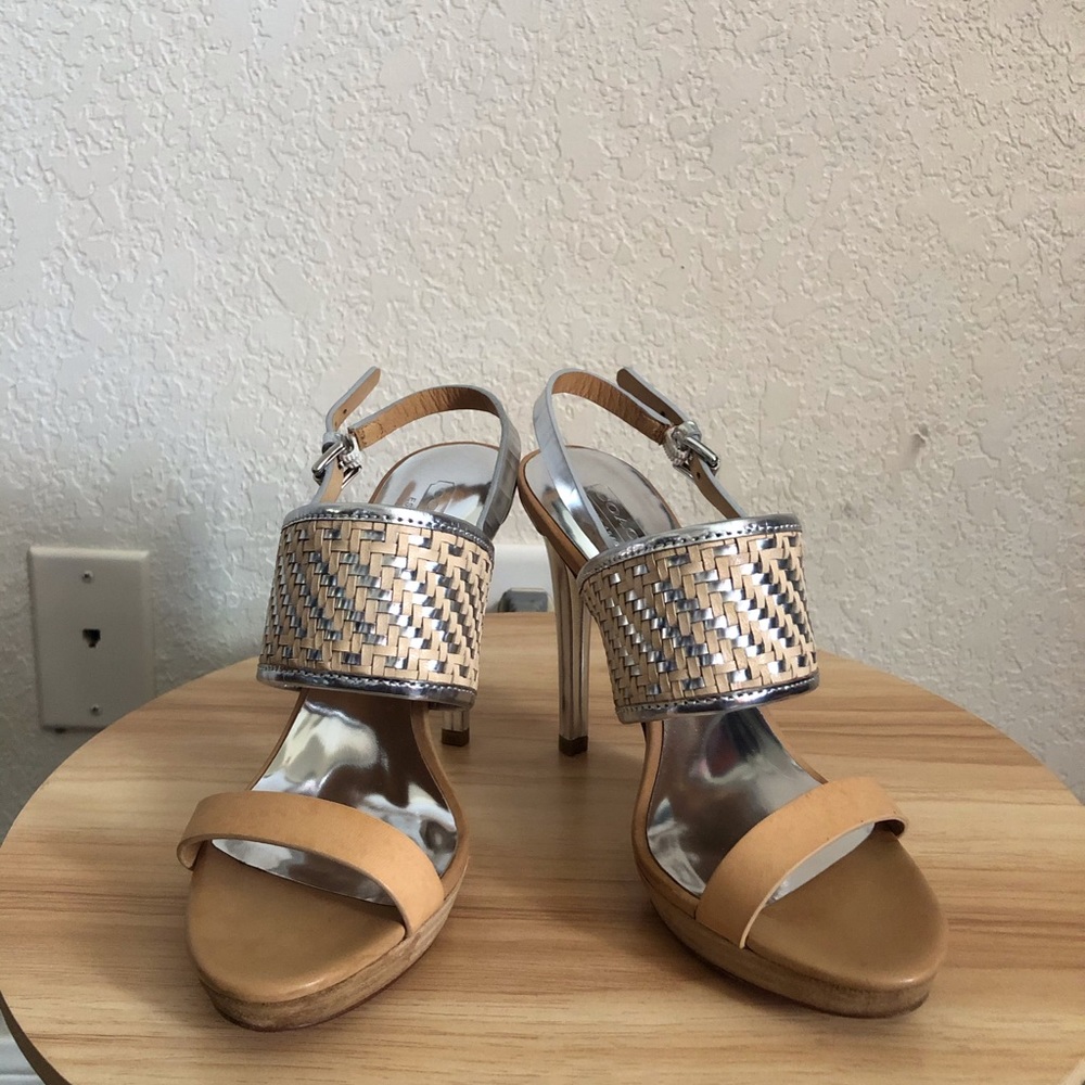 Coach Steffi Silver Mesh Slingback Sandals